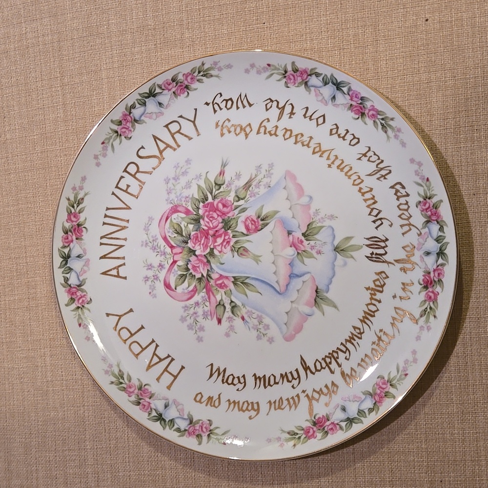 Vintage Happy Anniversary Plate